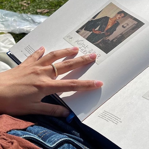 Gold thin ring, thin gold ring, gear ring, simple gold ring, stacking ring - Picture 6 of 7